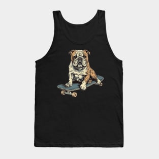 Bulldog on a skateboard Tank Top